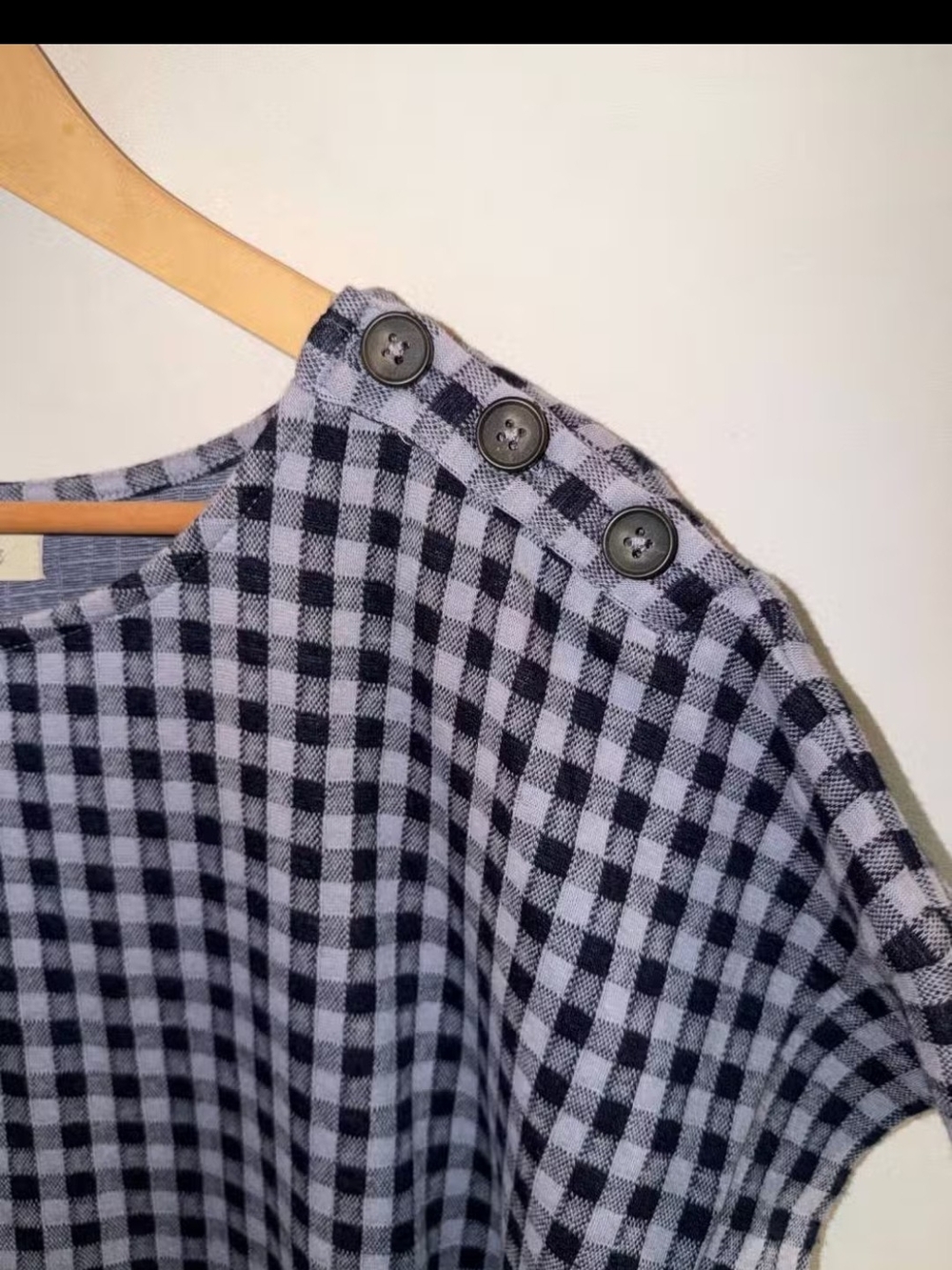 Madewell Black and Gray Checkered Sleeve Top - Picture 5 of 6